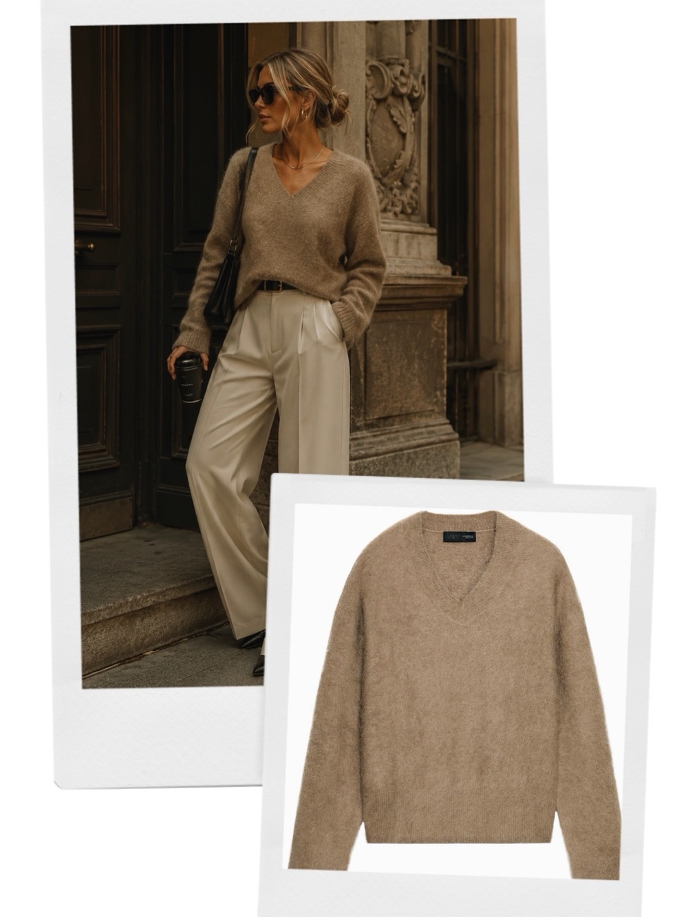 ZARA wool and alpaca blend knit v-neck sweater